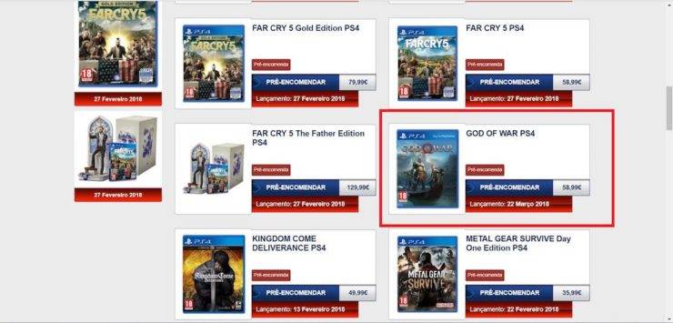 god of war release date portuguese