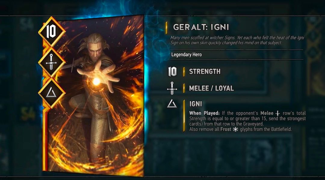 gwent card game witcher igni