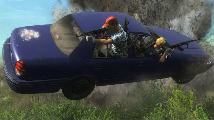 h1z1 auto royale firefight blue sedan