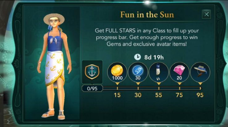 harry potter hogwarts mystery fun in the sun event rewards