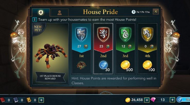harry potter hogwarts mystery house pride spider pet reward