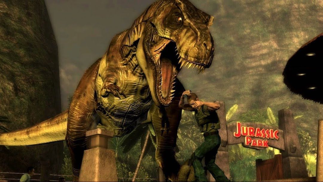 Jurassic Park The Game T-rex chases man