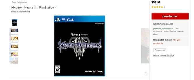 target listing for kingdom hearts 3