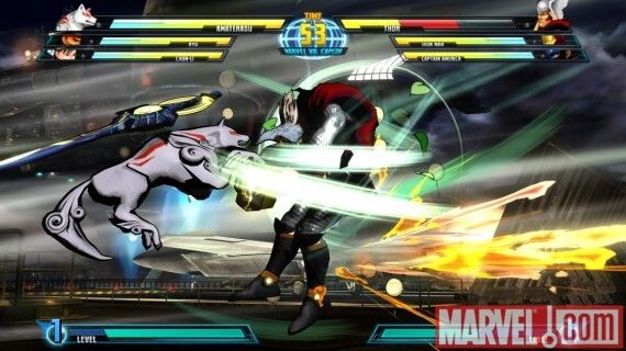 marvel vs capcom 3 amaterasu and thor facing off