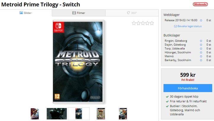 metroid prime trilogy retail listing