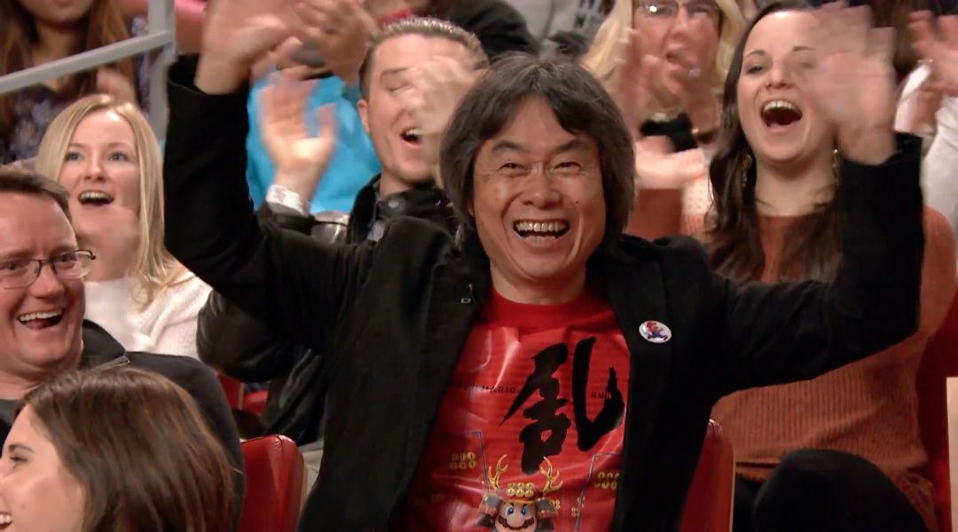 Miyamoto Teasing Something With Samurai Mario TShirt