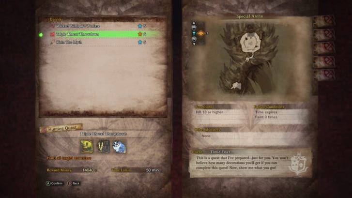 monster hunter triple threat quest