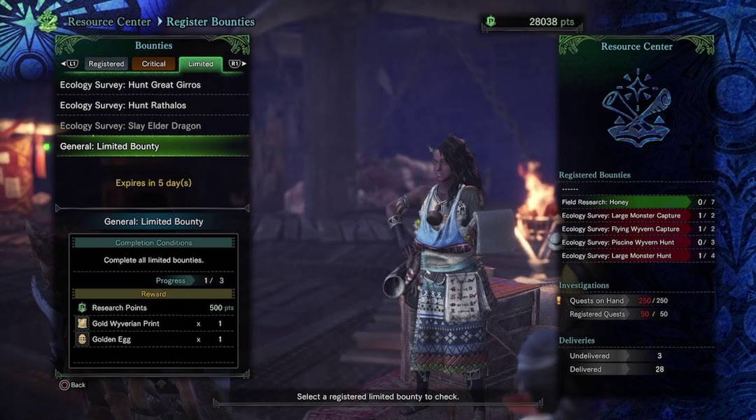 monster hunter world limited bounties