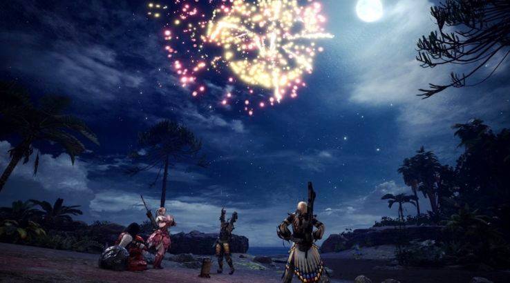 monster hunter world spring blossom fest fireworks capcom