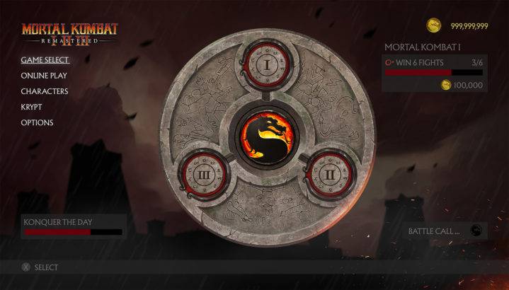 mortal kombat remastered select