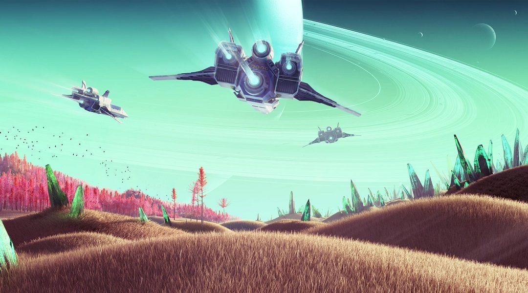No Man's Sky PC Release Date is August 12 Worldwide - No Man's Sky ships flying on alien planets