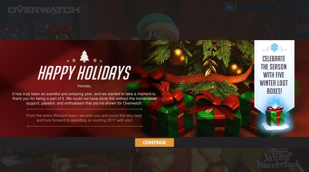 Free Overwatch Holiday Loot Boxes