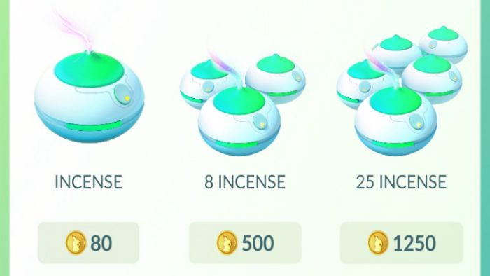 pokemon go shop incense cost pokecoins