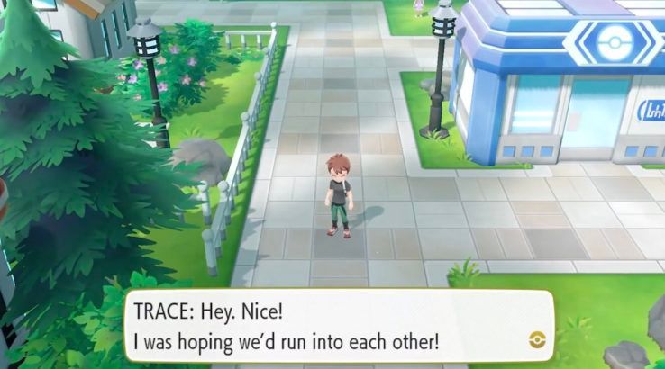 pokemon lets go trace rival meeting pewter city nintendo switch