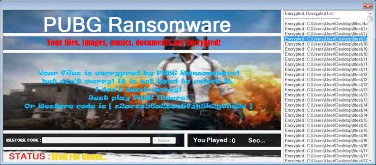 pubg ransomware screen