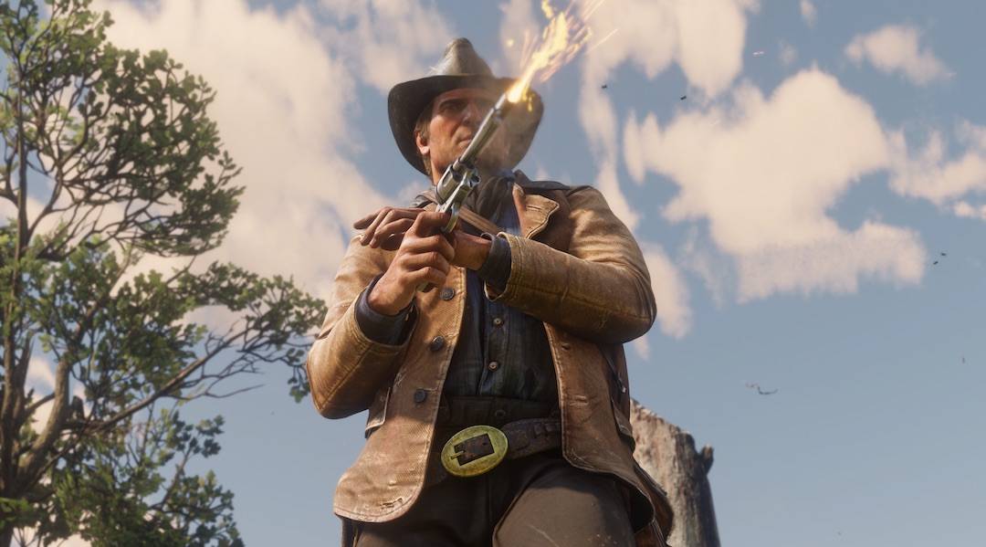 arthur morgan shooting revolver