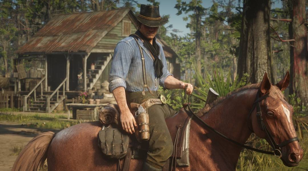 arthur morgan posing on horse