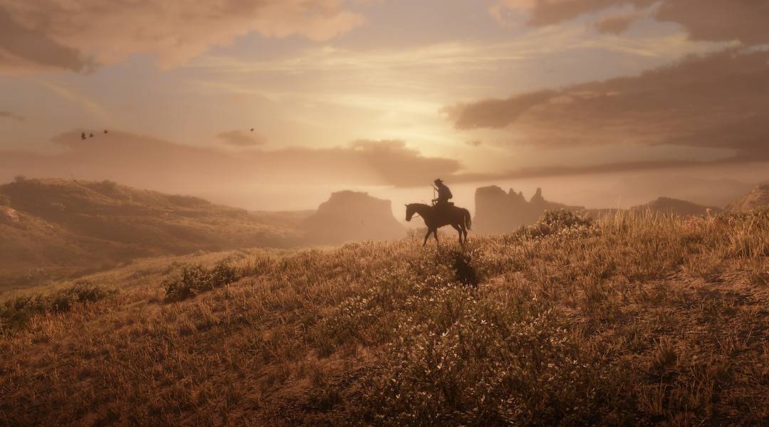 red dead 2 screen - arthur in field
