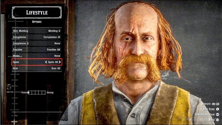 red dead online character red head mutton chops