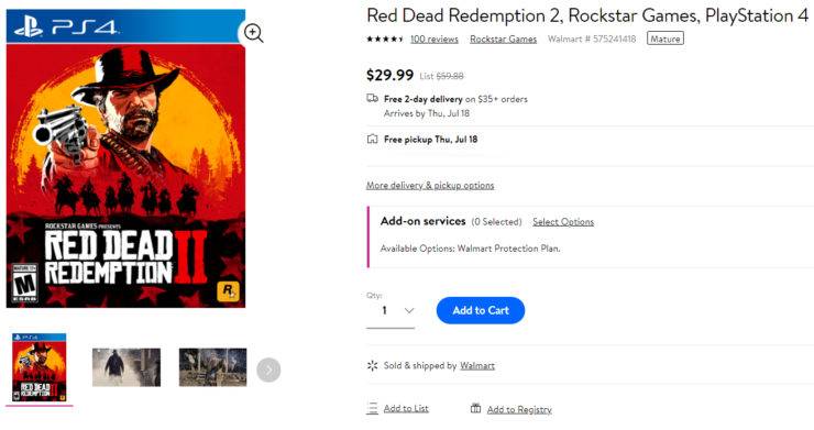 red dead redemption 2 amazon prime day walmart