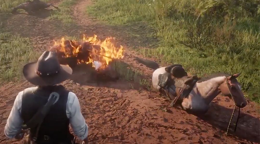 red dead redemption 2 burning horses