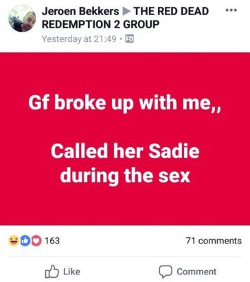 red dead redemption 2 sadie adler facebook post