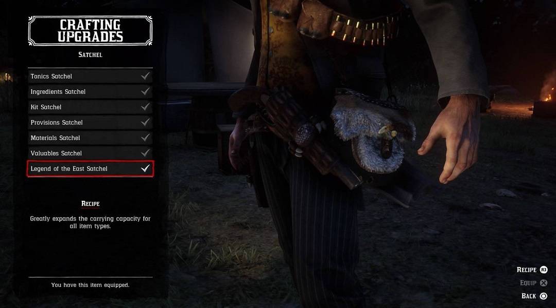 red dead redemption 2 how to upgrade the satchel