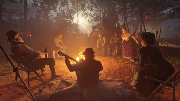red dead redemption 2 screen - campfire song