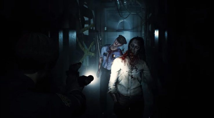 resident evil 2 remake leon s kennedy zombies over the shoulder camera