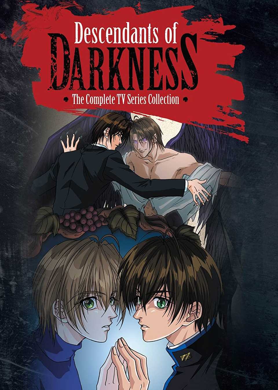 Descendants of Darkness Anime Poster Showing a Boy Looking into a Mirror and a Man with his Shirt Off