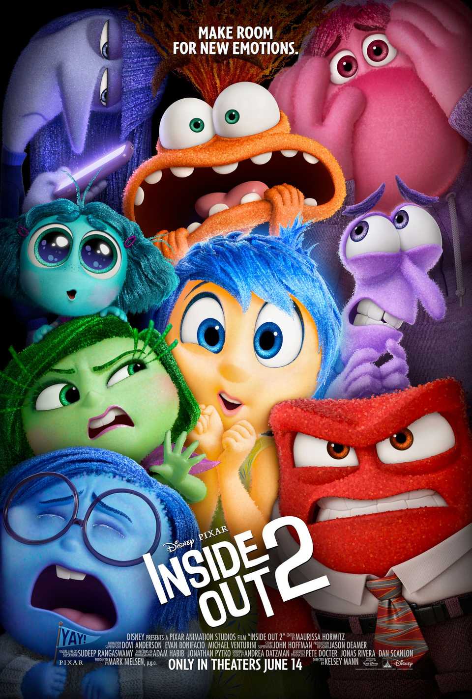 Inside Out 2 Poster Showing Joy and the Other Emotions Squished Together