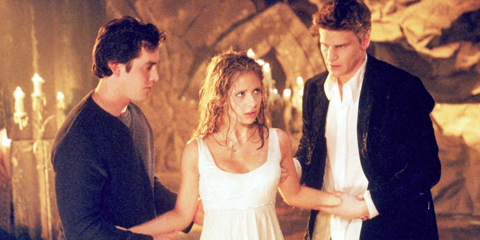 Xander and Angel support Buffy Summers in Buffy the Vampire Slayer Season 1