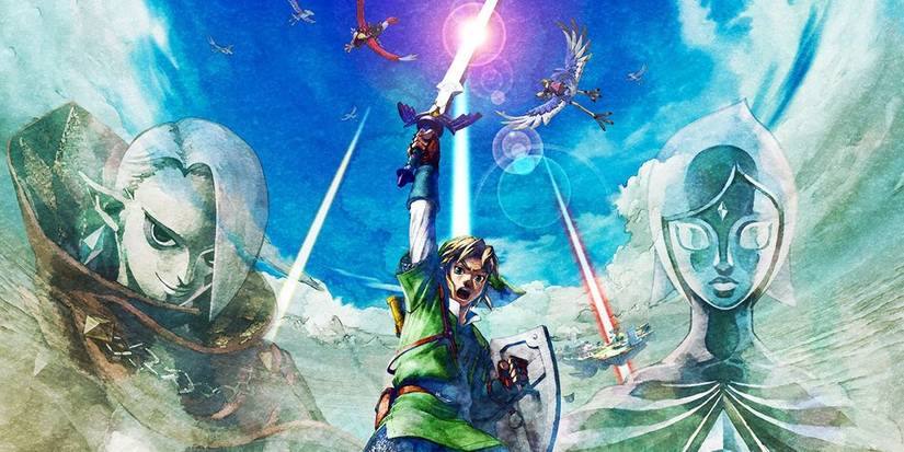 link holding up sword