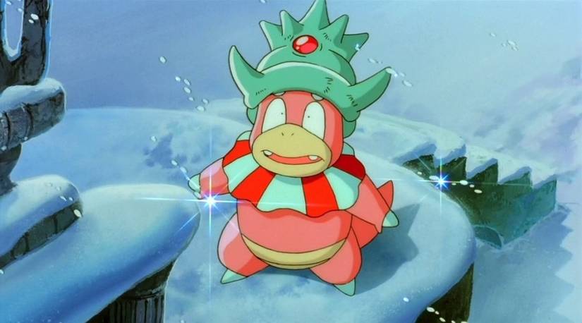 Slowking looking up in fear
