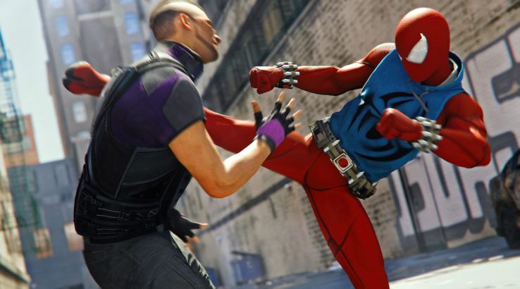 scarlet spider-man kicking