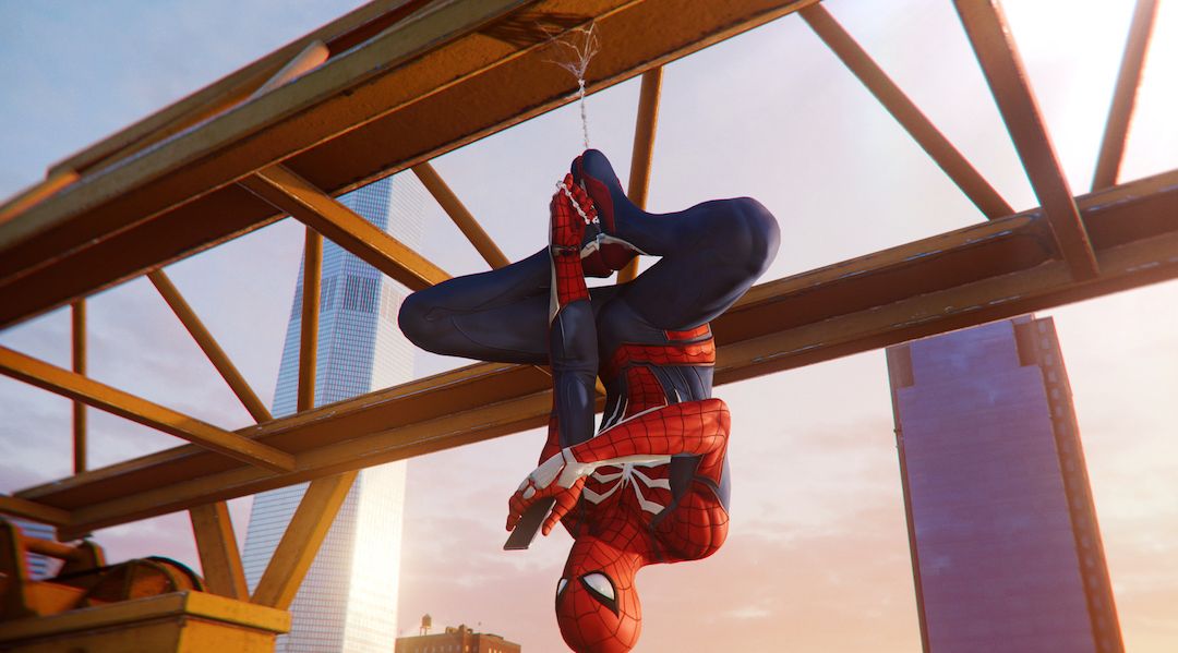 spider-man hanging in new york