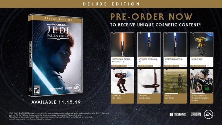 star wars jedi fallen order deluxe edition and pre order bonuses