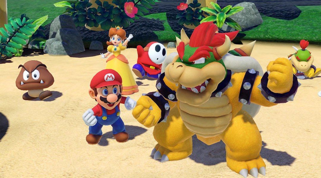 mario and bowser on beach in mario party