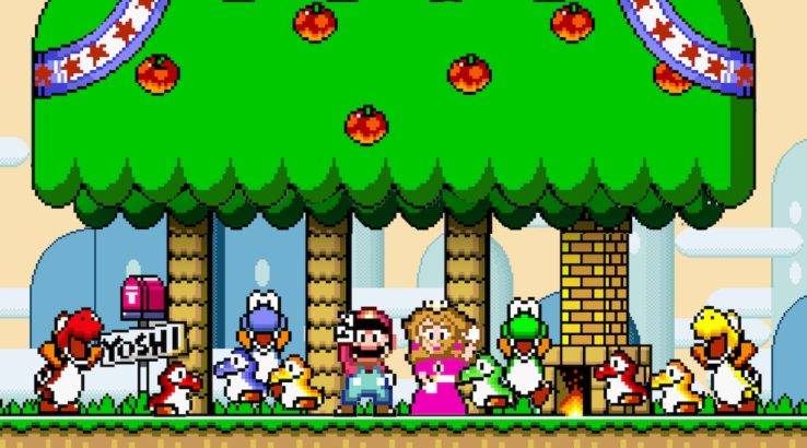 super mario world ending screen