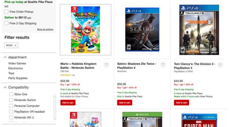 target buy one get one half off