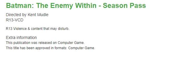 Telltale's Batman: The Enemy Within Leak? - Listing