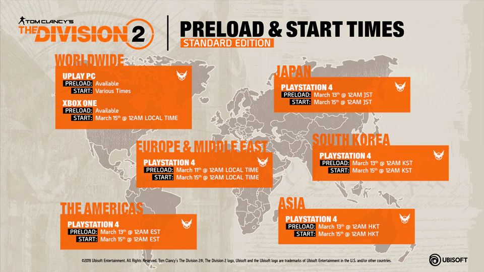 the division 2 preload start times