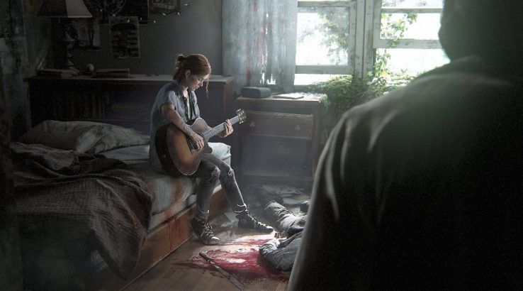 Ellie from The Last of Us 2 playing guitar