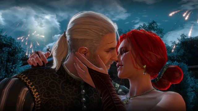 the witcher 3 geralt and triss kissing