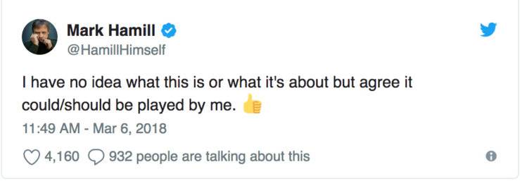 the witcher mark hamill tweet
