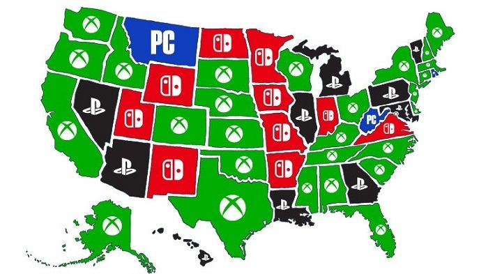most popular game platforms by state map