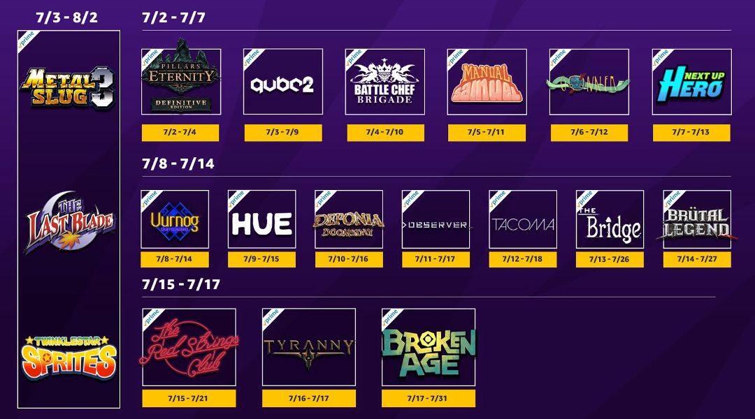 twitch prime july 2018 line-up