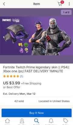 twitch prime ebay account