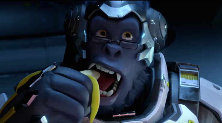 Overwatch Patch Fixes Bugs, Improves Ranked Play - Winston eating banana