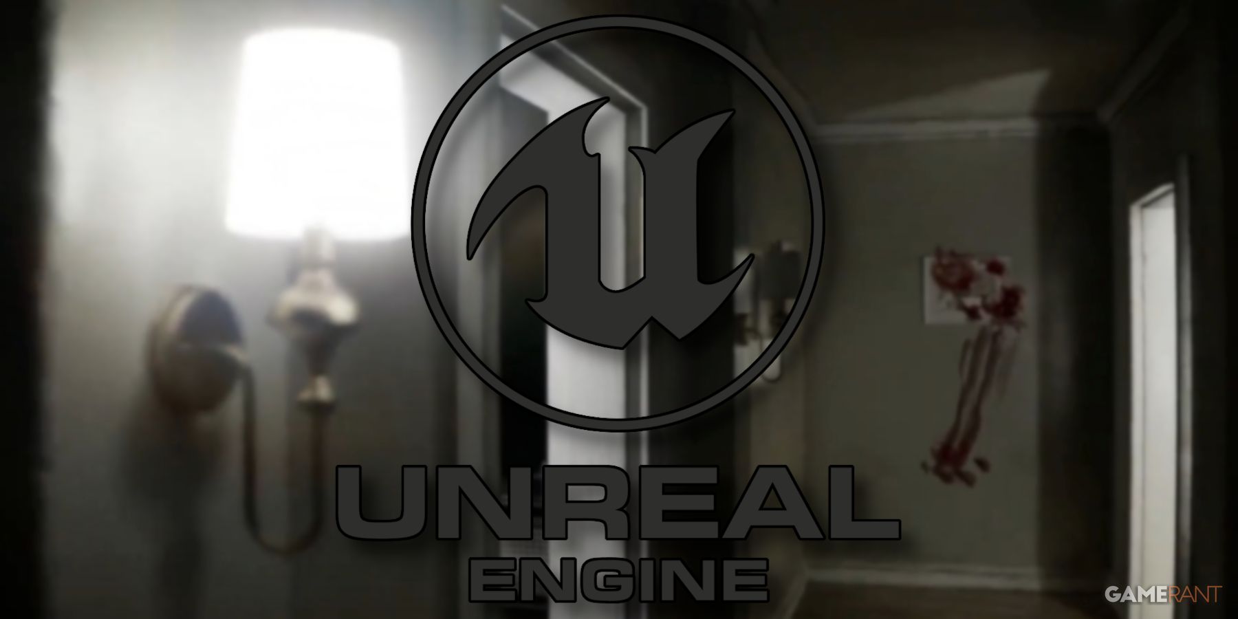 The Unreal Engine logo with a PT-style corridor behind it.